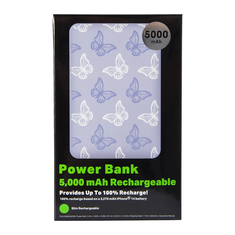 5000mAh Slim Rechargeable Print Power Bank