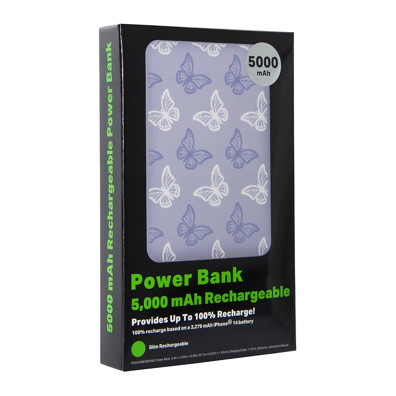 5000mAh Slim Rechargeable Print Power Bank