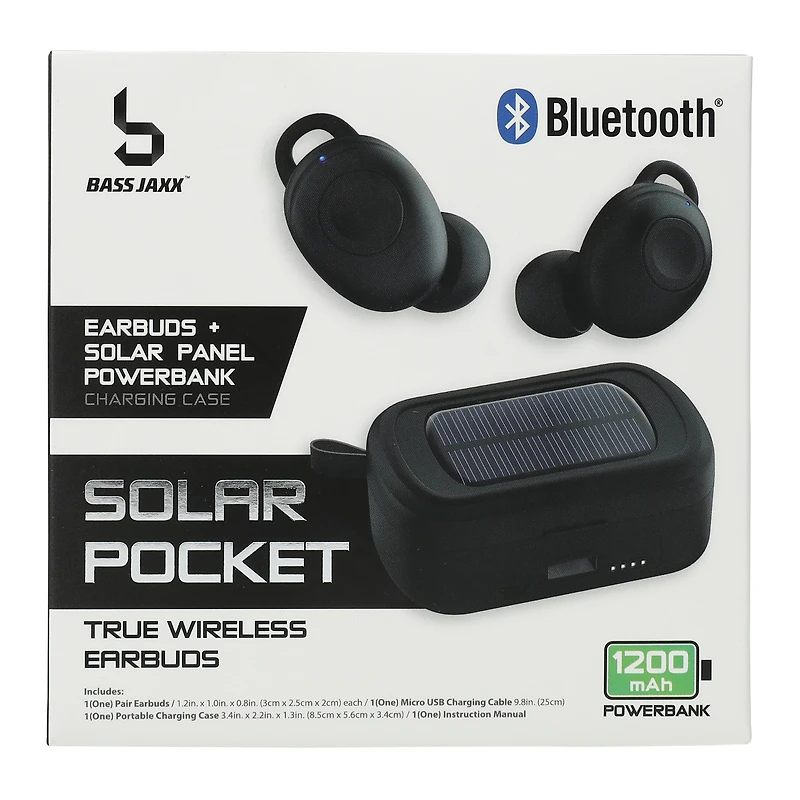 bluetooth® earbuds with solar power bank charging case