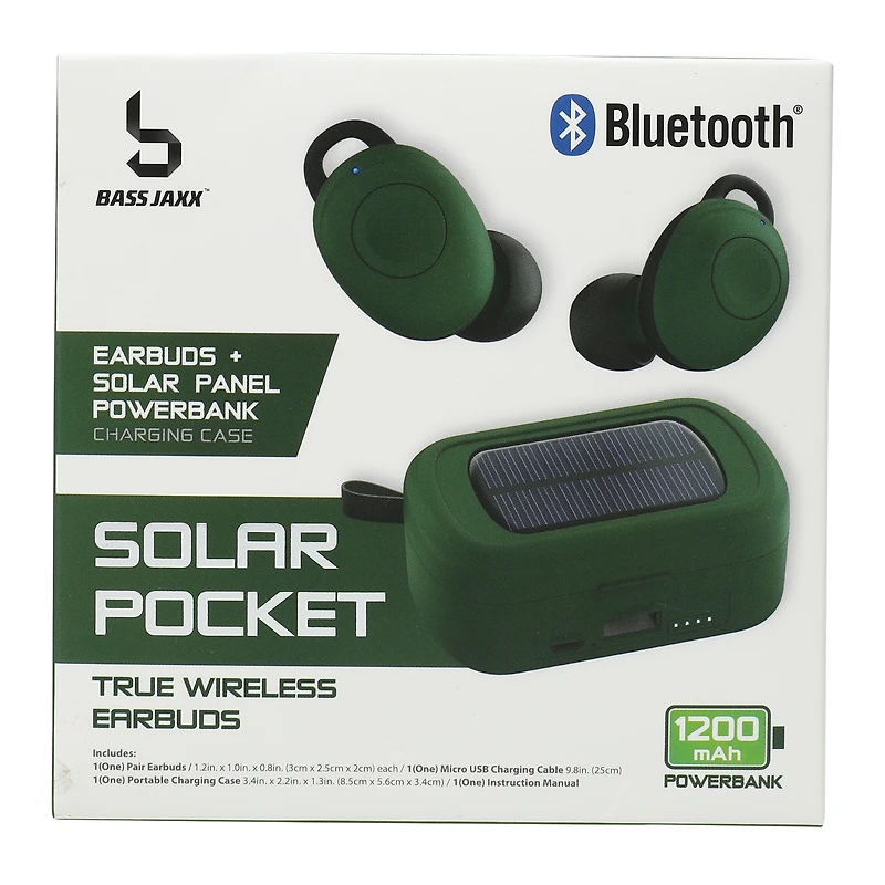 Bluetooth® Earbuds With Solar Power Bank Charging Case