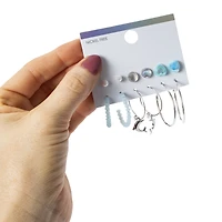 dolphin stud & hoop earrings 6-piece set