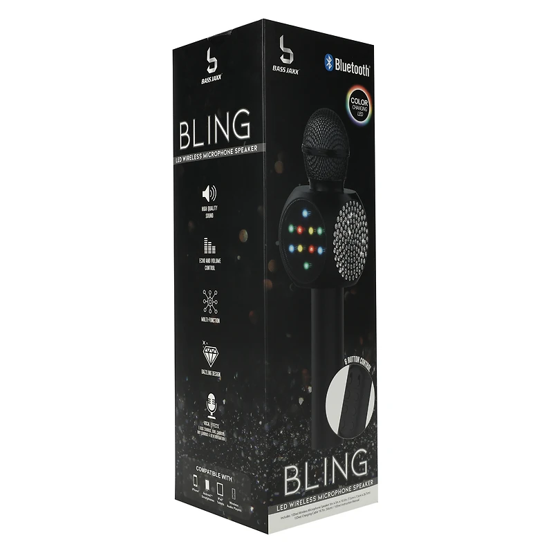 bluetooth® karaoke LED bling mic with speaker