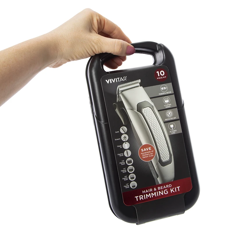 vivitar® hair & beard trimming set 10-piece kit