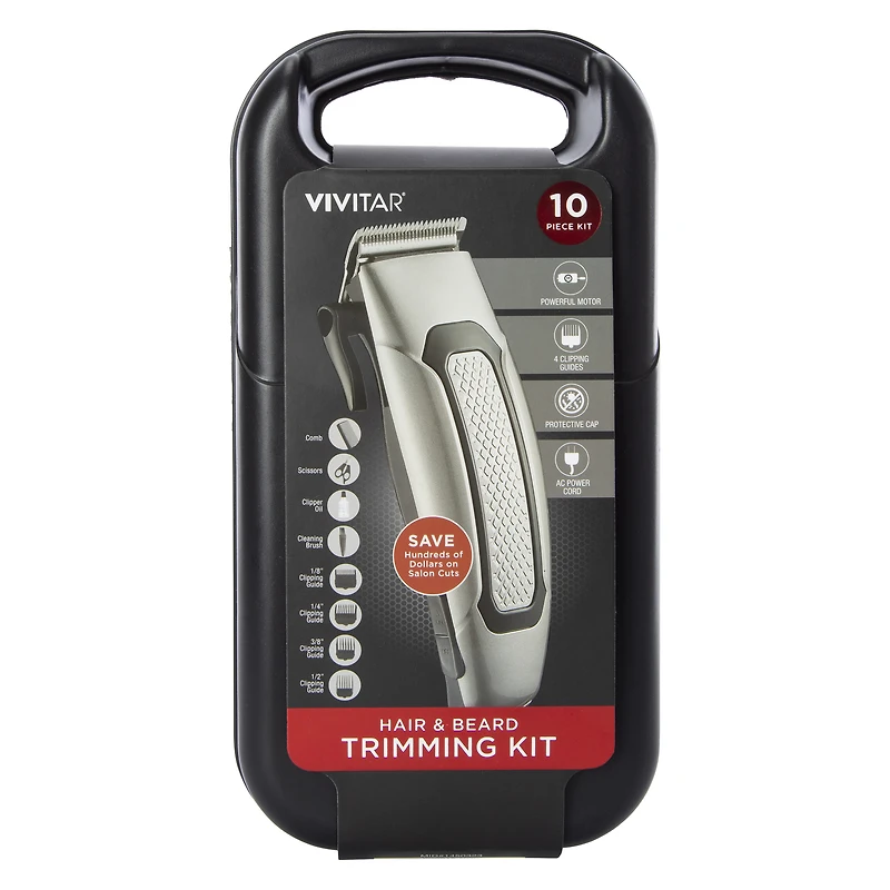 vivitar® hair & beard trimming set 10-piece kit