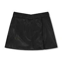 faux leather v-waist skort
