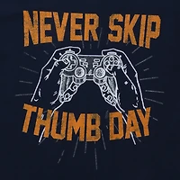 'never skip thumb day' gamer graphic tee