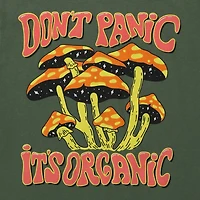 'don't panic, it's organic' mushroom graphic tee