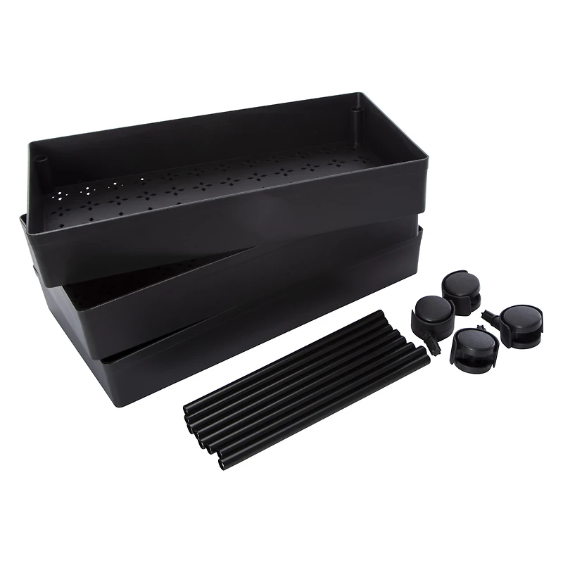 3-tier plastic rolling cart 15.75in x 24.4in