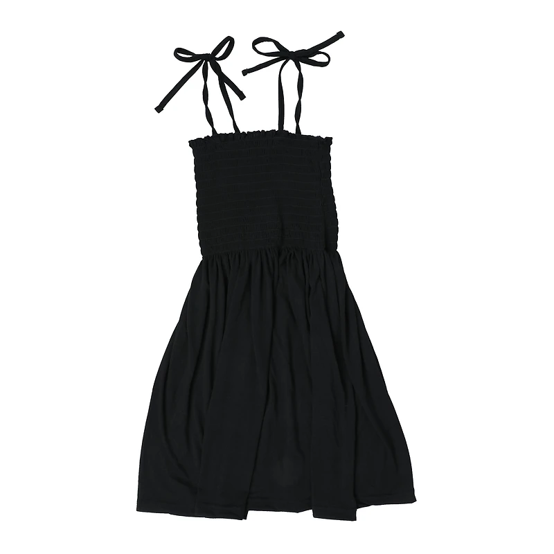 black smocked sundress
