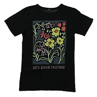 juniors 'let's bloom together' flower art graphic tee