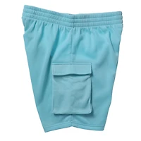 young mens blue fleece cargo shorts