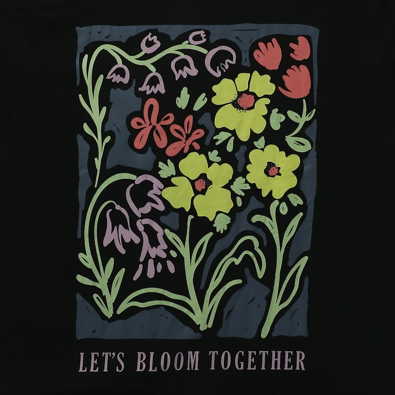 juniors 'let's bloom together' flower art graphic tee
