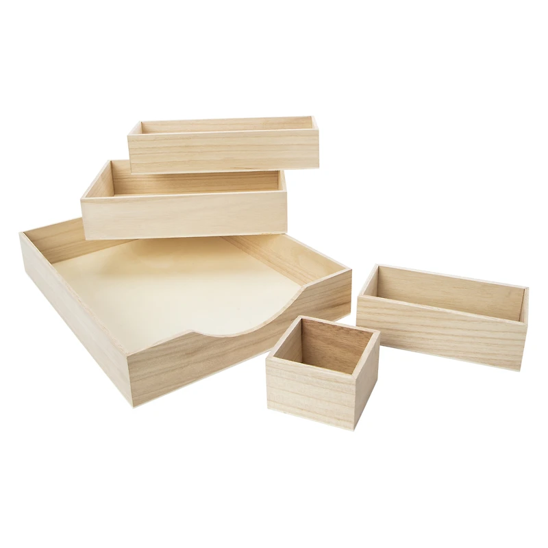 wooden desk organizers 5-piece set