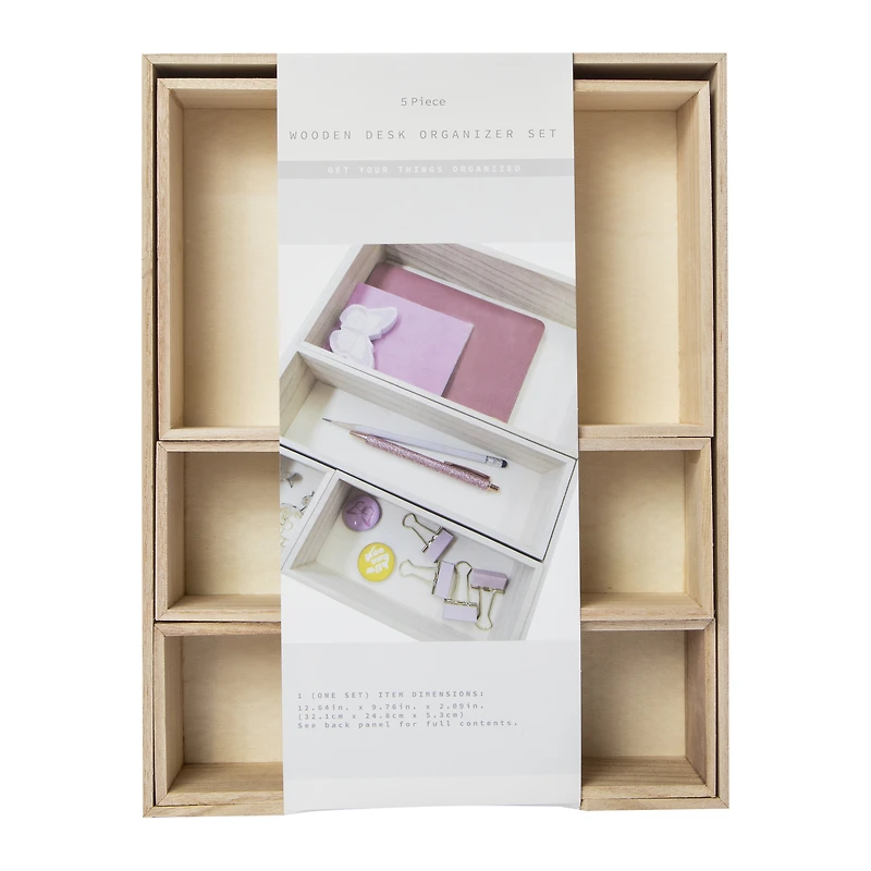 wooden desk organizers 5-piece set