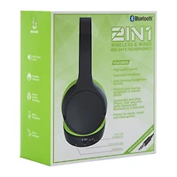 2-in-1 wireless & wired bluetooth® kid-safe headphones with mic
