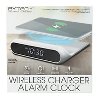 digital alarm clock with wireless charging pad