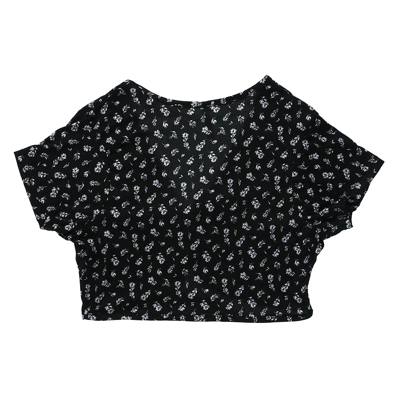 white short sleeve tie-front cardigan