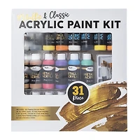 metallic & classic acrylic paints & supplies 31-piece set