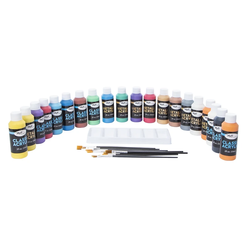 metallic & classic acrylic paints & supplies 31-piece set