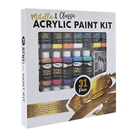 metallic & classic acrylic paints & supplies 31-piece set