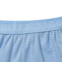 gray waffle shorts with print waistband