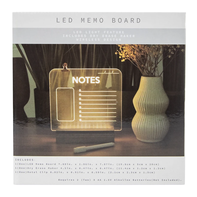 dry erase LED memo board 7.87in x 7.86in