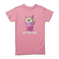 'but first, boba' shiba inu graphic tee