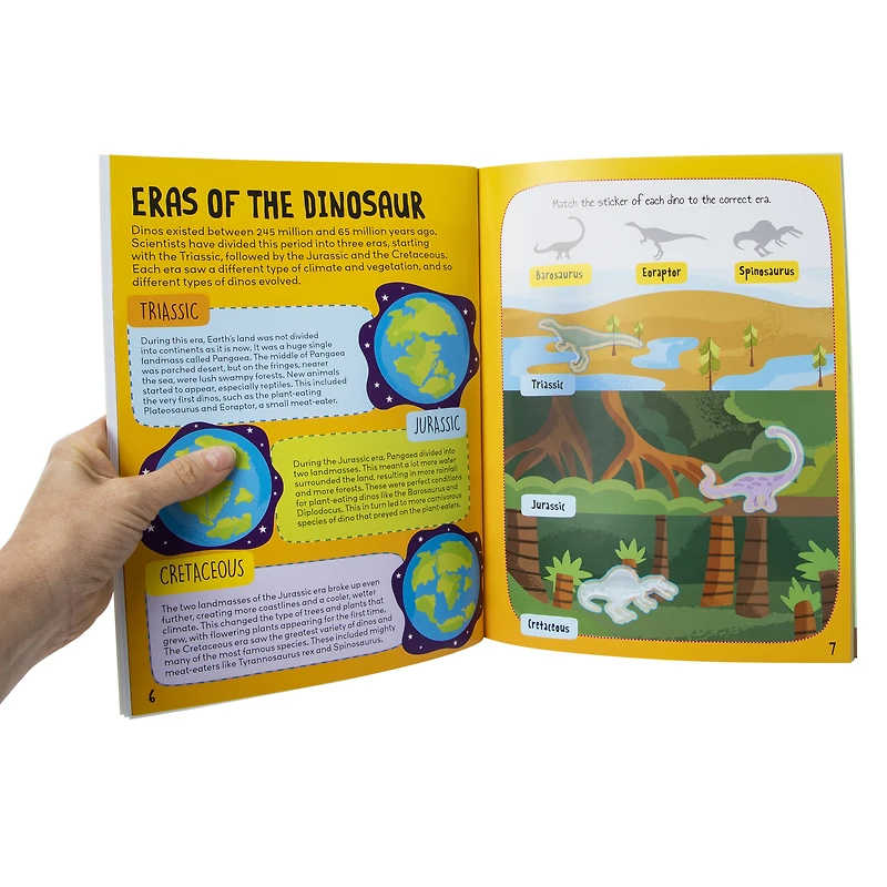glow-in-the-dark dinosaurs sticker activity book with over 110 stickers