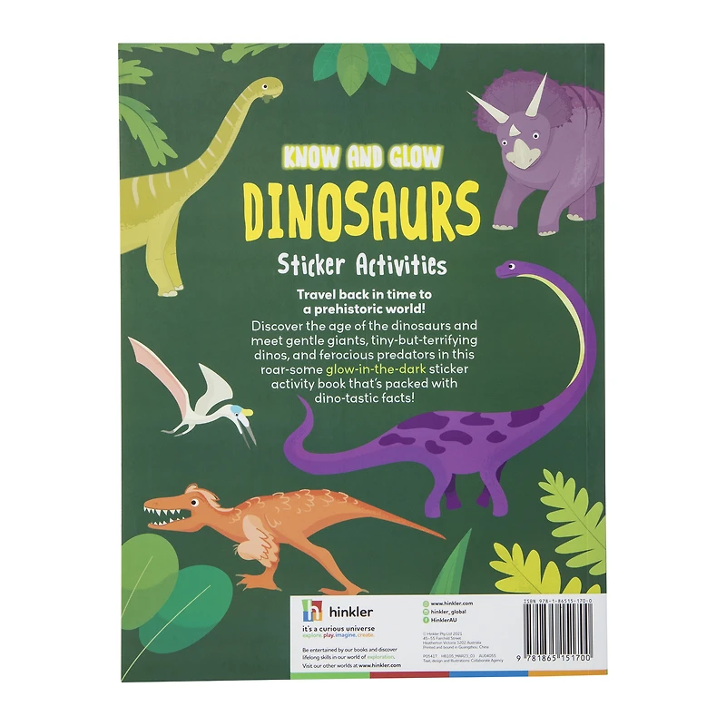 glow-in-the-dark dinosaurs sticker activity book with over 110 stickers