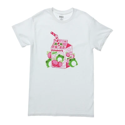 chibi frog strawberry milk graphic tee