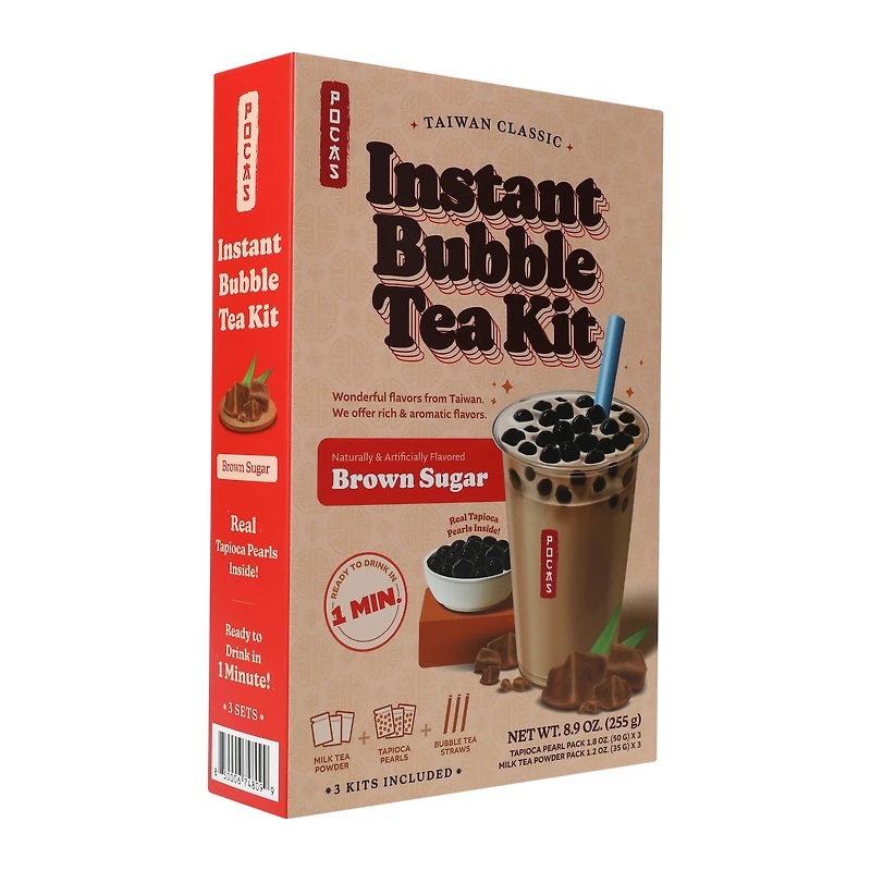 pocas instant bubble tea kit 3-count