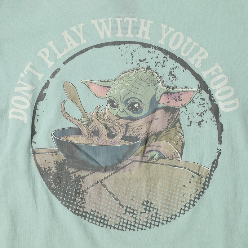 kid’s Grogu ‘don’t play with your food’ graphic tee
