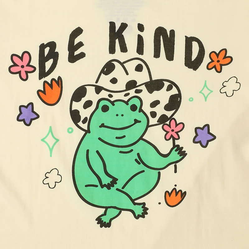 'be kind' cowboy frog graphic tee