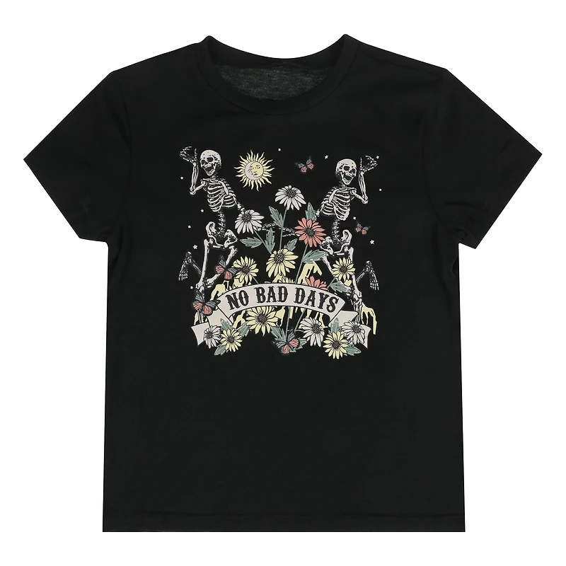 juniors 'no bad days' skeleton graphic tee
