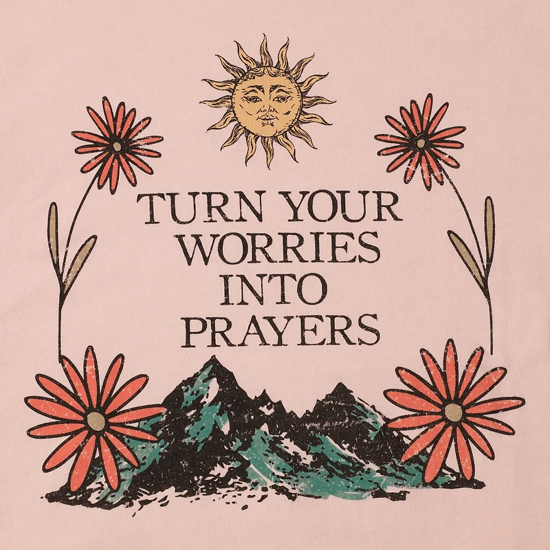 'turn your worries into prayers' graphic tee