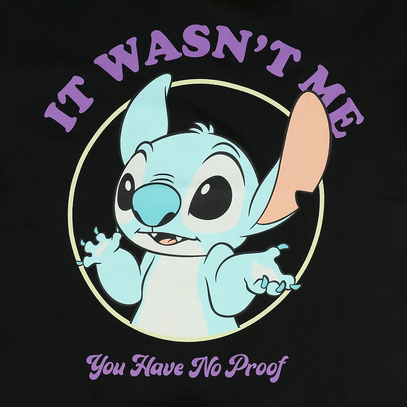 juniors Disney Stitch 'it wasn't me, you have no proof' graphic tee