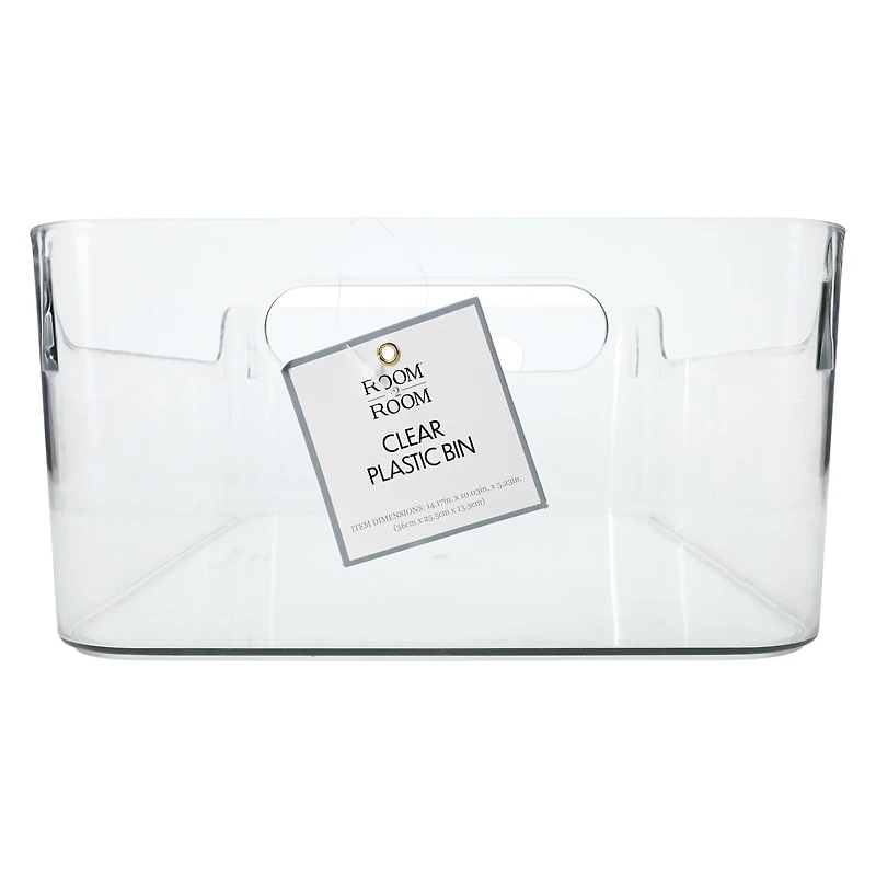 large clear plastic bin 10in x 14in
