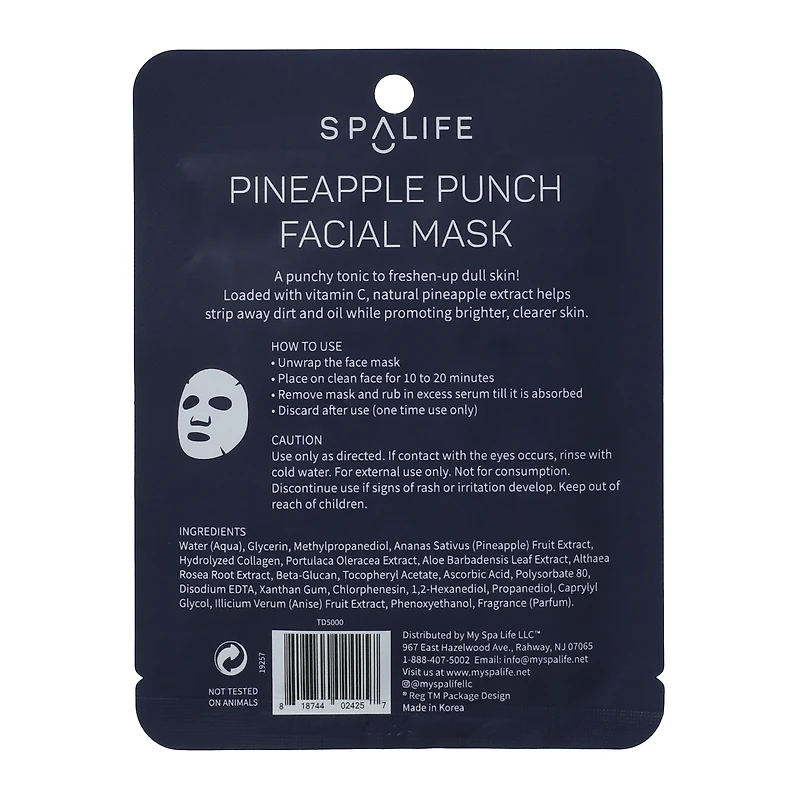 spa life pineapple punch facial mask 0.81oz