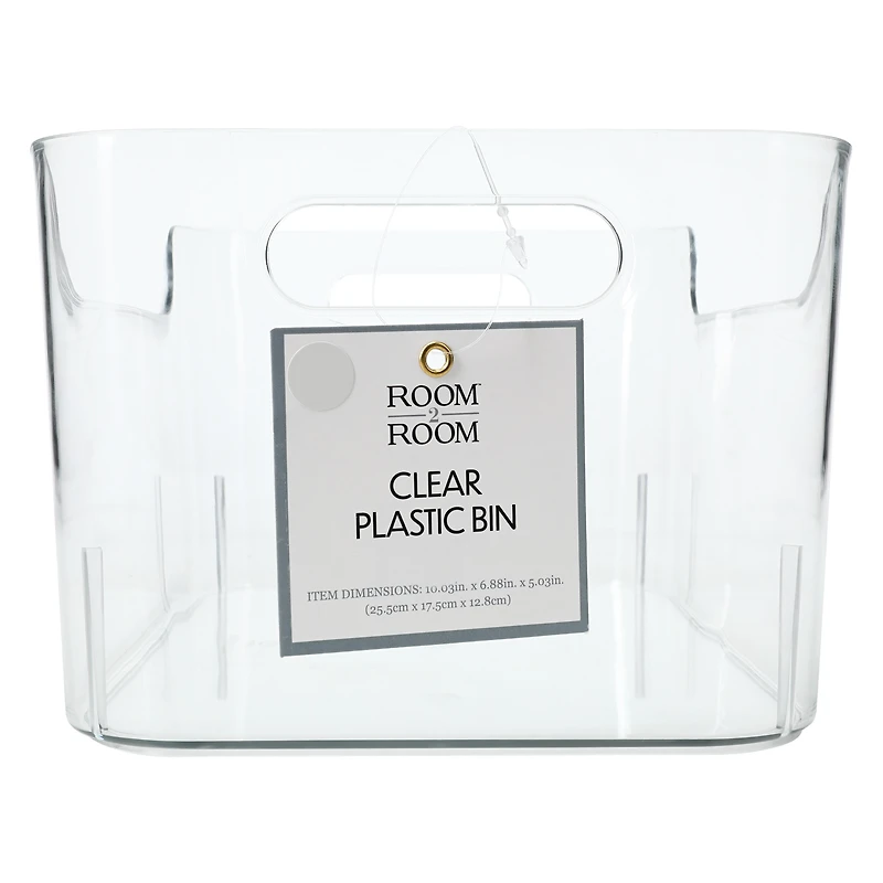 small clear plastic bin 6.8in x 10in