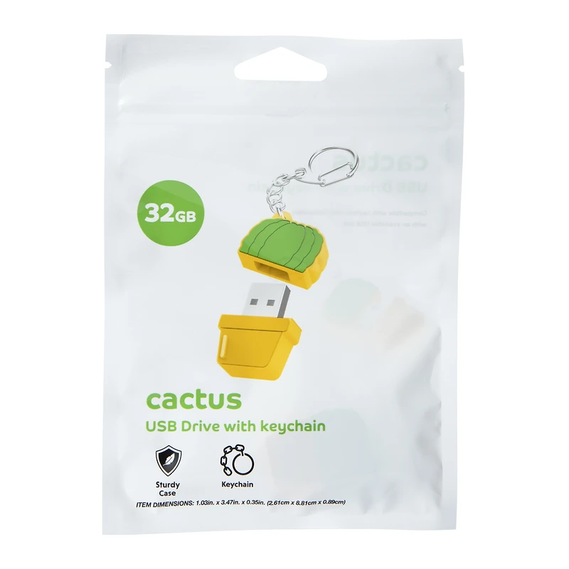 32 GB USB drive with novelty keychain case