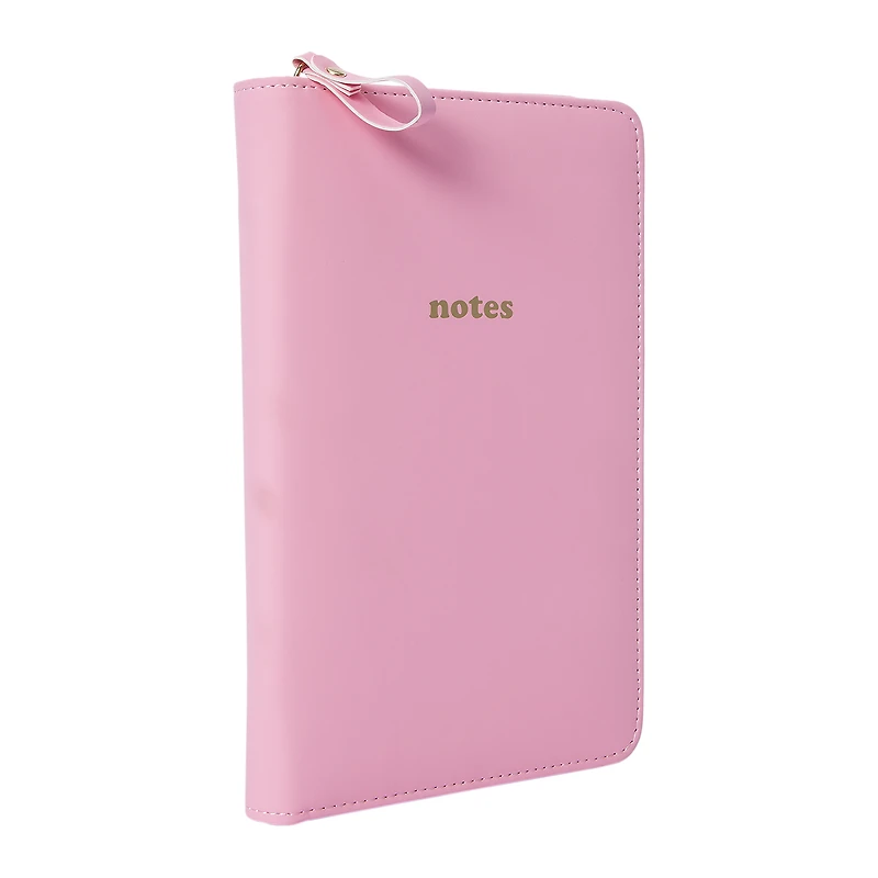 faux leather padded zipper journal 6in x 8in