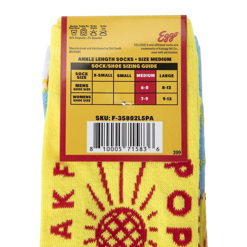 kellogg's® eggo® ladies ankle socks 5-pack