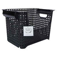 stackable woven cane plastic bin 15in x 9.8in