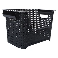 stackable woven cane plastic bin 15in x 9.8in