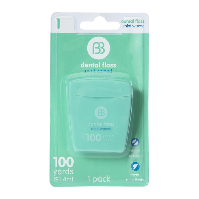 bb fresh mint waxed dental floss 100yd