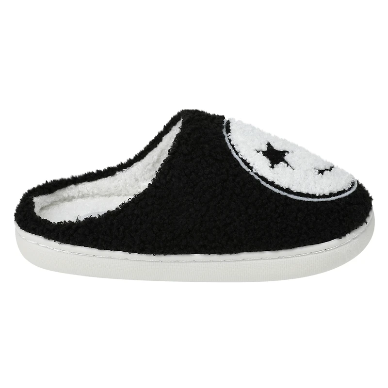 ladies blue happy face slippers