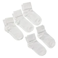Ladies Tan Turn-Cuff Quarter Crew Socks 5-Pack