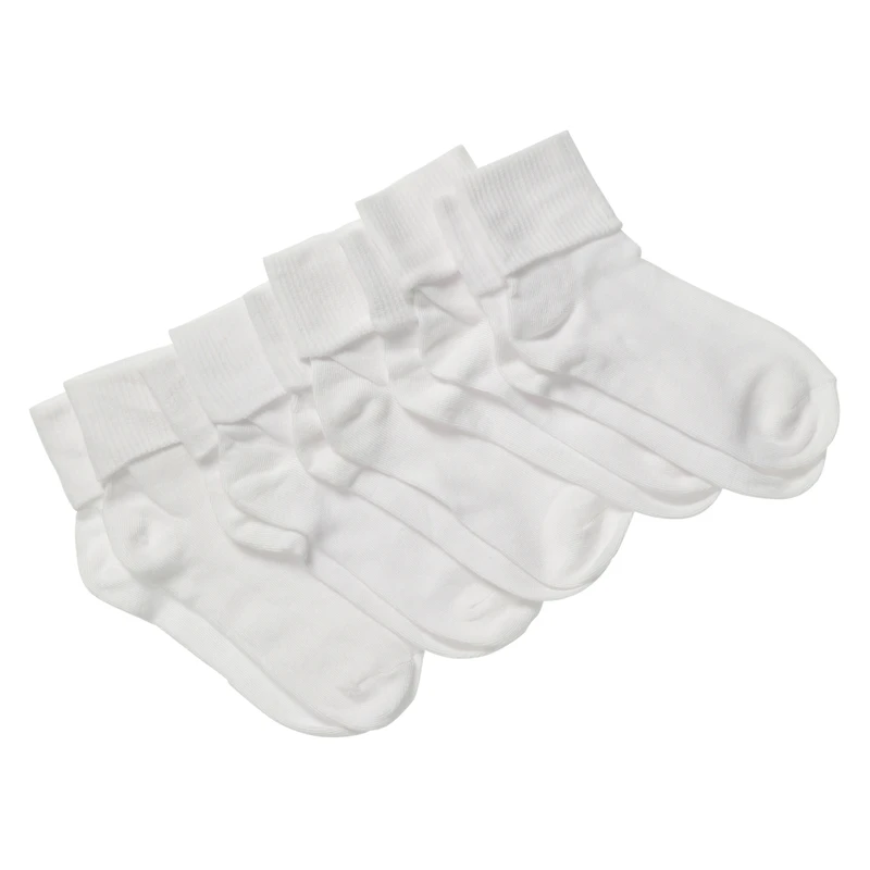 Ladies Tan Turn-Cuff Quarter Crew Socks 5-Pack