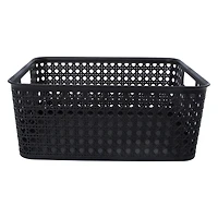 woven cane plastic bin 12.9in x 10.5in