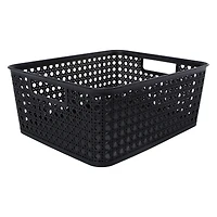 woven cane plastic bin 12.9in x 10.5in